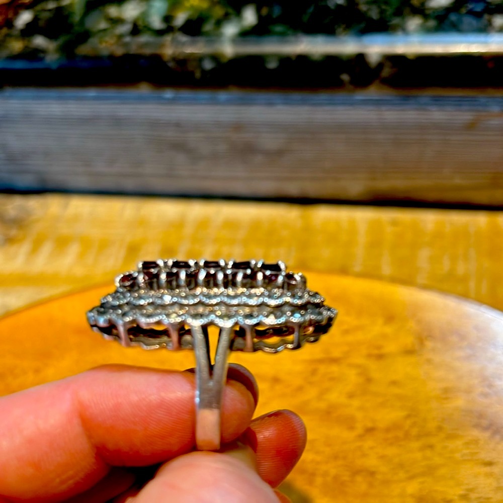 Garnet and Marcasite Warrior Ring 925 - Picture 6 of 6